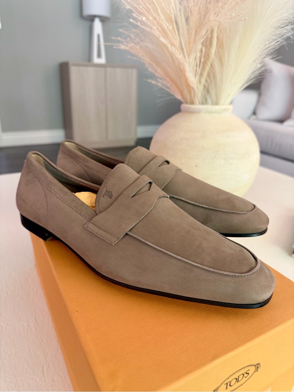 Tod's Taupe Suede Penny Loafers - Men